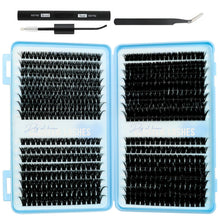 Carica l'immagine nel visualizzatore di Gallery, VEGCOO 560 Pezzi Ciglia Finte Extension Ciglia, 60-100-120-150D Curl Ciglia Finte Ciuffetti, 10-16mm Kit Eyelash Extensi