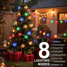 Carica l'immagine nel visualizzatore di Gallery, Ninonly Catena Luminosa Esterno Solare, 7M 50 LED Fiocco di Neve Lucine Led Decorative, 8 Modalità Luci di Natale Imperm