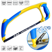 Carica l'immagine nel visualizzatore di Gallery, S&amp;R Seghetto ad Arco Professionale per Metallo 300mm - Lama Bimetallica Ultra Resistente, Taglio di Ferro e Alluminio, M