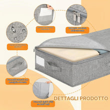 Carica l'immagine nel visualizzatore di Gallery, Romon Scatole per Armadio, 2 Pezzi Contenitori Sottoletto con Cerniera Bidirezionale, Organizzatore per Letto con Coperchio, 50l (76x40x17cm), Piegabile, Per Abiti E Biancheria, Grigio