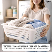 Carica l'immagine nel visualizzatore di Gallery, IPEA Cesta Forata in Plastica Rettangolare Multiuso - Made in Italy - 33 x 33 x 16 cm - Cesto per Bucato, Casa, Bagno, Biancheria - Bacinella con Fori - Contenitore Traforato - Vaschetta Bianca