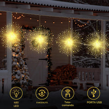 Carica l'immagine nel visualizzatore di Gallery, CNMTCCO Ghirlanda di luci natalizie,confezione da 4 luci USB da appendere,480 pezzi,8 modalità,luci a sfera impermeabili