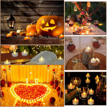 Carica l'immagine nel visualizzatore di Gallery, Candele romantiche finte, confezione da 12 candele tealight a LED giallo caldo, luce tremolante, realistiche senza fiamm
