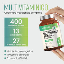 Carica l'immagine nel visualizzatore di Gallery, Multivitaminico Completo VitaBright Uomo e Donna | 400 Compresse (400 Giorni) | 27 Vitamine e Minerali | 100% NRV Tutte 