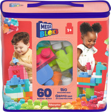 Carica l'immagine nel visualizzatore di Gallery, MEGA BLOKS Grande Borsa da Set da costruzione con 60 grandi mattoncini colorati e 1 custodia, set regalo giocattolo per bambini da 1 anno in su. DCH54