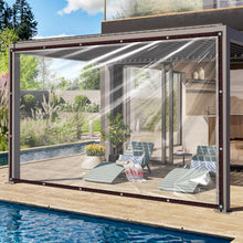 Carica l'immagine nel visualizzatore di Gallery, QOFLY 2X3M Telone Occhiellato Impermeabile Trasparente per Esterno, PVC,Tenda da Balcone in Plastica, Antipolvere, Antip