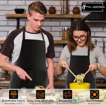 Carica l'immagine nel visualizzatore di Gallery, LEFUNDA® Grembiule da Cucina, Grembiule impermeabile con 3 Tasche, Grembiule da Barbecue, Regolabile con Nastri Lunghi, 