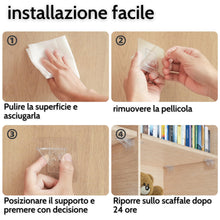 Carica l'immagine nel visualizzatore di Gallery, DEKAZIA® Set 16 Supporti per Mensole Autoadesivi, Reggimensola da Muro