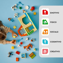 Carica l&#39;immagine nel visualizzatore di Gallery, LEGO DUPLO Cura degli Animali di Fattoria Giocattolo, Gioco di Ruolo Educativo per Bambini e Bambine da 2 Anni in su con Figure di Cavalli, Mucche e Galline, Set Prescolastico per Apprendimento 10416