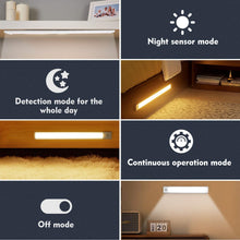 Carica l'immagine nel visualizzatore di Gallery, AiQInu Luce Armadio 66 LED con Sensore Movimento, USB Ricaricabile Led Sottopensile,20cm Dimmerabile Lampada Armadio con