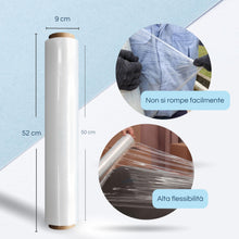 Carica l'immagine nel visualizzatore di Gallery, Raylu Paper - Film per imballaggio industriale e per pallettizzare, rotolo di carta film resistente in plastica ad alta elasticità per traslochi e spedizioni (Trasparente, 1 pezzo ECO)