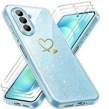 Carica l'immagine nel visualizzatore di Gallery, Cover Compatibile con Samsung Galaxy A27 5G, con 3 Pezzi Vetro Temperato Pellicola Protettiva, Glitter e Antimpronta Cus