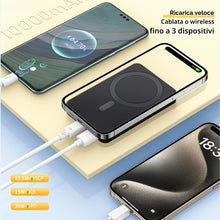 Carica l'immagine nel visualizzatore di Gallery, PORTENTUM Power bank per MagSafe 10000 mAh ultra-sottile 14 mm – Caricatore portatile magnetico ricarica rapida 22,5 W P