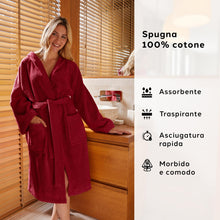 Carica l'immagine nel visualizzatore di Gallery, Caleffi - Accappatoio Uomo - Accappatoio Donna in Spugna di Cotone - Accappatoio Uomo Spugna Con Cappuccio - Accappatoio Piscina Palestra - Morbido e Assorbente, Asciugatura Rapida