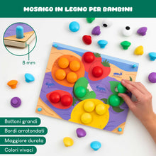 Carica l'immagine nel visualizzatore di Gallery, BONNYCO Gioco Chiodini per Bambini 2 Anni in Legno, 50 Schede e 32 Bottoni