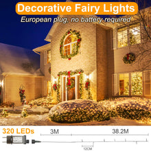 Carica l'immagine nel visualizzatore di Gallery, Realky Luci Albero di Natale, 38.2M 320 LED Luci Natalizie da Esterno ed Interno, 8 Modalità con Funzione Memoria e Telecomando Luci di Natale per Giardino, Balcone, Casa, Festa - Bianco Caldo