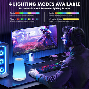 Auxmir Luce Notturna Bambini, Lampada da Comodino, Lampada LED Colorata con 13 Colori, Luminosità Regolabile, 3 Modi d’Illuminazione, Touch e Telecomando, Batteria Ricaricabile, Bianco