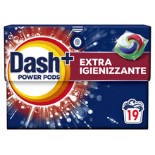 Carica l'immagine nel visualizzatore di Gallery, Dash Power Pods + Extra Igienizzante, Detersivo In Capsule, 19 Lavaggi, Pulizia Profonda Contro Sporco E Batteri, Pulizi
