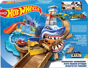 Hot Wheels- Playset Lo Squalo Sta Attaccando, Pista con Macchinina Cambia Colore, Giocattolo per Bambini 4+Anni, BGK04