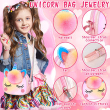 Carica l&#39;immagine nel visualizzatore di Gallery, ZLPBAO 20pc Unicorno Bambina Regalo, Regalo Bambina 3 4 5 6 Anni Unicorno Regalo Borsetta Set per Capelli Mollette Ragazze Arcobaleno Collana Bracciale Anello Orecchino Travestimenti e Giochi di Ruolo