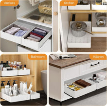 Carica l'immagine nel visualizzatore di Gallery, Cozary Organizzatore Cassetti Estraibili Cucina con Guide Silenziose – 3 Misure (13/18/27x40x7 cm), Installazione Senza Fori per Cucina/Bagno/Dispensa, Bianco