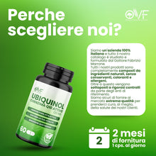 Carica l'immagine nel visualizzatore di Gallery, OVF Coenzima Q10 Attivo Ubiquinolo 120mg, 60 Capsule Vegetali, per Vitalità e Benessere, Coenzyme Q10 Integratore Alta B