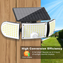 Carica l'immagine nel visualizzatore di Gallery, Lampada solare a 160 LED per esterni con sensore di movimento, impermeabile IP65, luce diurna 6500 K, angolo di diffusio