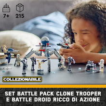 Carica l&#39;immagine nel visualizzatore di Gallery, LEGO Star Wars Battle Pack Clone Trooper e Battle Droid Set da Battaglia con Veicolo Giocattolo Speeder Bike, Tri-Droide e Postazione Difensiva, Regalo per Bambini e Bambine da 7 Anni in su 75372