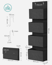 Carica l'immagine nel visualizzatore di Gallery, SONGMICS Organizer da Porta, Organizer Armadio da Appendere Dietro Porta, Portaoggetti con 4 Tasche, per Camera da Letto, Bagno, Dispensa, Cucina, 12 x 33,5 x 100 cm, Nero Inchiostro RDH004B01