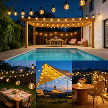 Carica l'immagine nel visualizzatore di Gallery, Catena Luminosa Esterno Solare 15M, Luci Solari da Giardino con Telecomando, 17+1 Lampadine LED G40, IP65 Impermeabile, 