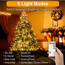 Carica l'immagine nel visualizzatore di Gallery, Realky Luci Albero di Natale, 38.2M 320 LED Luci Natalizie da Esterno ed Interno, 8 Modalità con Funzione Memoria e Telecomando Luci di Natale per Giardino, Balcone, Casa, Festa - Bianco Caldo