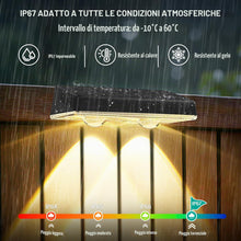 Carica l'immagine nel visualizzatore di Gallery, Applique da Esterno Solare Impermeabilità IP67, 4 Pezzi Luce Solare LED Esterno Bianco con 3 Modalità Lampade Solari da 