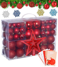 Carica l'immagine nel visualizzatore di Gallery, Palline di Natale Rosse, 105 Palline Natale Infrangibili Con Gancio Palle di Natale Diametro 3/4/6 cm, Decorazioni Albero di Natale con 4 Decorazioni con Fiocchi di Neve, 5 Cartoline di Natale