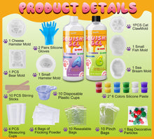 Carica l'immagine nel visualizzatore di Gallery, Kit Liquido Silicone per Squishy Taba, 1000g con 5 Stampi (Zampa Gatto, 2 Criceti, Orso, Taiyaki), Senza Bolle, Indurime