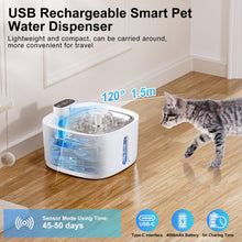 Carica l'immagine nel visualizzatore di Gallery, Fontanella per Gatti senza Fili, 3.2L 4000mAh Fontanella Gatto con Sensore di Movimento, 3 Modalità di Funzionamento Fontanella Gatti, Ultra Silenziosa Fontana per Gatti Ricaricabile - Bianco
