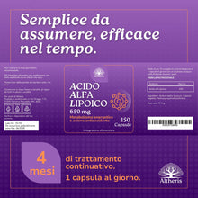 Carica l'immagine nel visualizzatore di Gallery, Acido Alfa Lipoico ALA 650mg 150 Capsule ad Alto Dosaggio