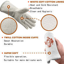 Carica l'immagine nel visualizzatore di Gallery, MYSAFETY 36 CM,Guanti Lavoro Resistenti al Calore in Pelle, Bianco