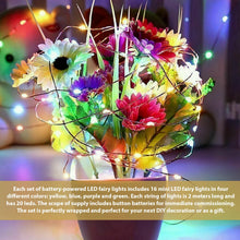 Carica l'immagine nel visualizzatore di Gallery, Catena luminosa a LED con batteria, 16 pezzi, 4 colori, mini catena luminosa, 2 m, 20 LED, batteria esterna, per fai da 