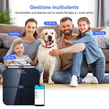 Carica l'immagine nel visualizzatore di Gallery, Salute Persona Impedenzimetro, Bilancia connessa WIFI &amp; Bluetooth con 8 elettrodi ad alta precisione 46 dati aziendali per App Incluse Andriod e iOS, Capacità 180kg/400lb, 30x30cm