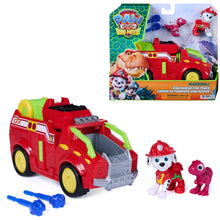 Carica l'immagine nel visualizzatore di Gallery, Paw Patrol: The Dino Movie, camion dei pompieri Marshall Dino Rescue con lanciamissili rotante a 360° con 2 action figur
