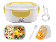 Carica l&#39;immagine nel visualizzatore di Gallery, BEPER 90.920G Lunch &amp; Go Scaldavivande Elettrico Portatile con 2 Contenitori Removibili e Posate Incluse, 220V, Giallo
