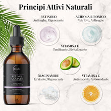 Carica l'immagine nel visualizzatore di Gallery, Siero Retinolo Viso Antirughe 100ml con Niacinamide, Ialuronico, Vitamina C