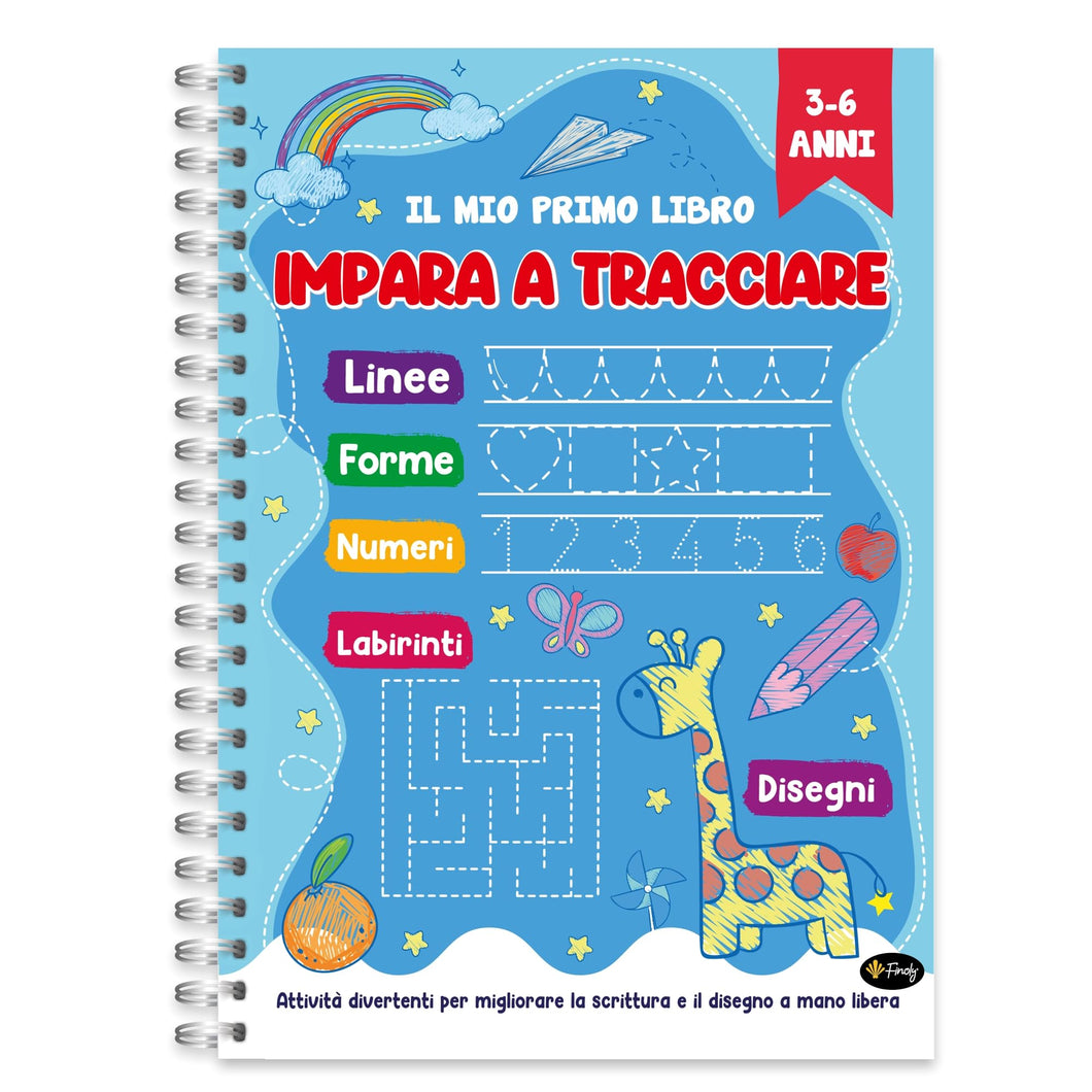 Finoly Libri Pregrafismo per Bambini | Libri Pregrafismo 3-6 Anni | Libro per Imparare a Scrivere A4 | Impariamo a Tracciare | Libro Ricalcare Lettere e Numeri | Quaderni Pregrafismo Attività Bambini