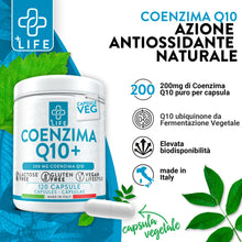 Carica l'immagine nel visualizzatore di Gallery, Coenzima Q10 200mg PiuLife® 120 Capsule Q10 Coenzima Da Ubiquinone Antiossidante Antiage, CoQ10 Integratore Pelle, Sistema Immunitario, Integratore Energia Contro i Radicali Liberi, Coenzyme Q10