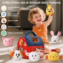 Carica l'immagine nel visualizzatore di Gallery, Giochi Montessori Neonato 6-12 Mesi - Casa Morbida Animali da Fattoria con Fienile/Sonaglio/Specchio Neonati Montessori 