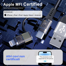 Carica l'immagine nel visualizzatore di Gallery, Cavo iPhone Spirale Compatibile con Apple Carplay e Android Auto [Certificato MFi] Caricabatterie retrattile con sincron