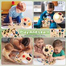 Carica l'immagine nel visualizzatore di Gallery, Giochi Montessori 1 anno per Bambini Montessori Busy Board Giochi Legno con 10 Interruttori e 23 luci LED Giochi Sensoriali Giocattolo sensoriale di apprendimento Adatto per 1 2 3 4 anni Bambin