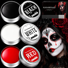 Carica l'immagine nel visualizzatore di Gallery, Trucchi Halloween Trucco Bianco Nero Rosso per Viso e Corpo 90g