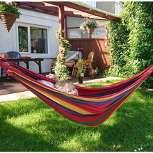 Carica l'immagine nel visualizzatore di Gallery, Anyoo Amaca da Giardino in Cotone Tessuto Comodo con Cinghie Rispettose degli Alberi per Appendere, Durevole Amaca Portatile con Borsa da Viaggio per Campeggio, Esterno/Interno, Balcone, Patio