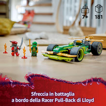 Carica l'immagine nel visualizzatore di Gallery, LEGO NINJAGO Racer Pull-Back di Lloyd - Modello di Auto da Corsa Giocattolo con 2 Minifigure, Armatura, Spade e Elementi Fulmine, Giochi per Bambini e Bambine da 7 Anni Fan delle Macchine Ninja 71828